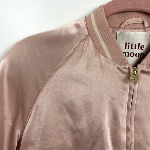 Aritzia Little Moon PINK Acanthella satin bomber jacket - Picture 4 of 13